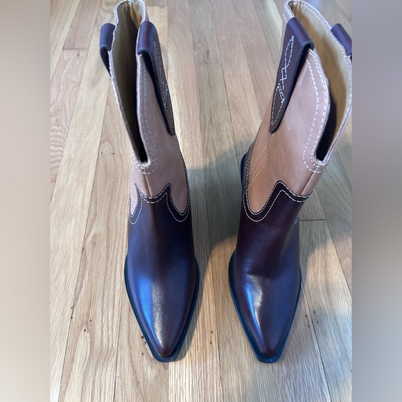 New Free People Women's Pitchfork Western Boots Size 6.5 Color: Espresso/ Camel - Picture 1 of 5